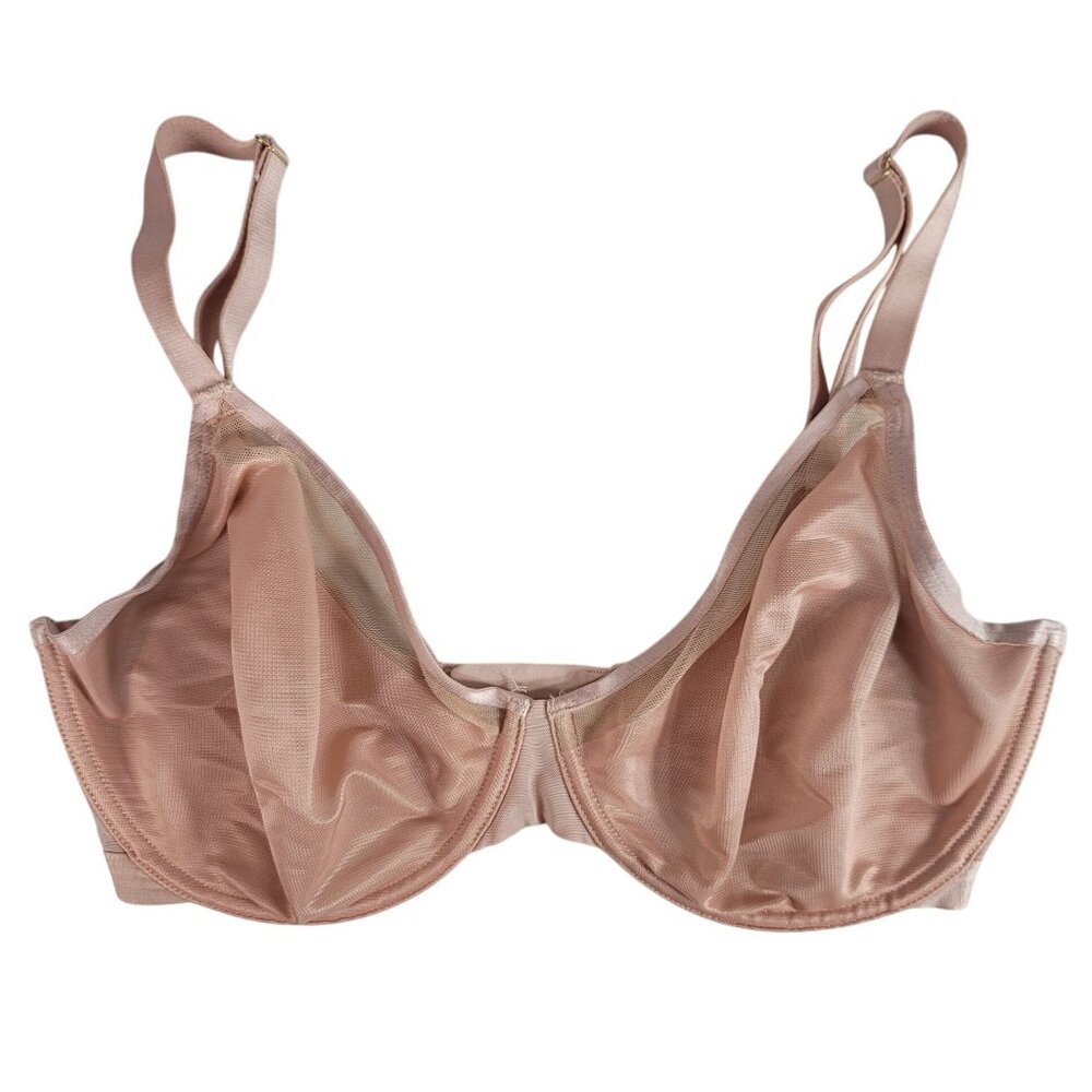 Soma Unbelievable Lift Perfect Coverage Bra Pink 34G Underwire Adj Unlined Sheer